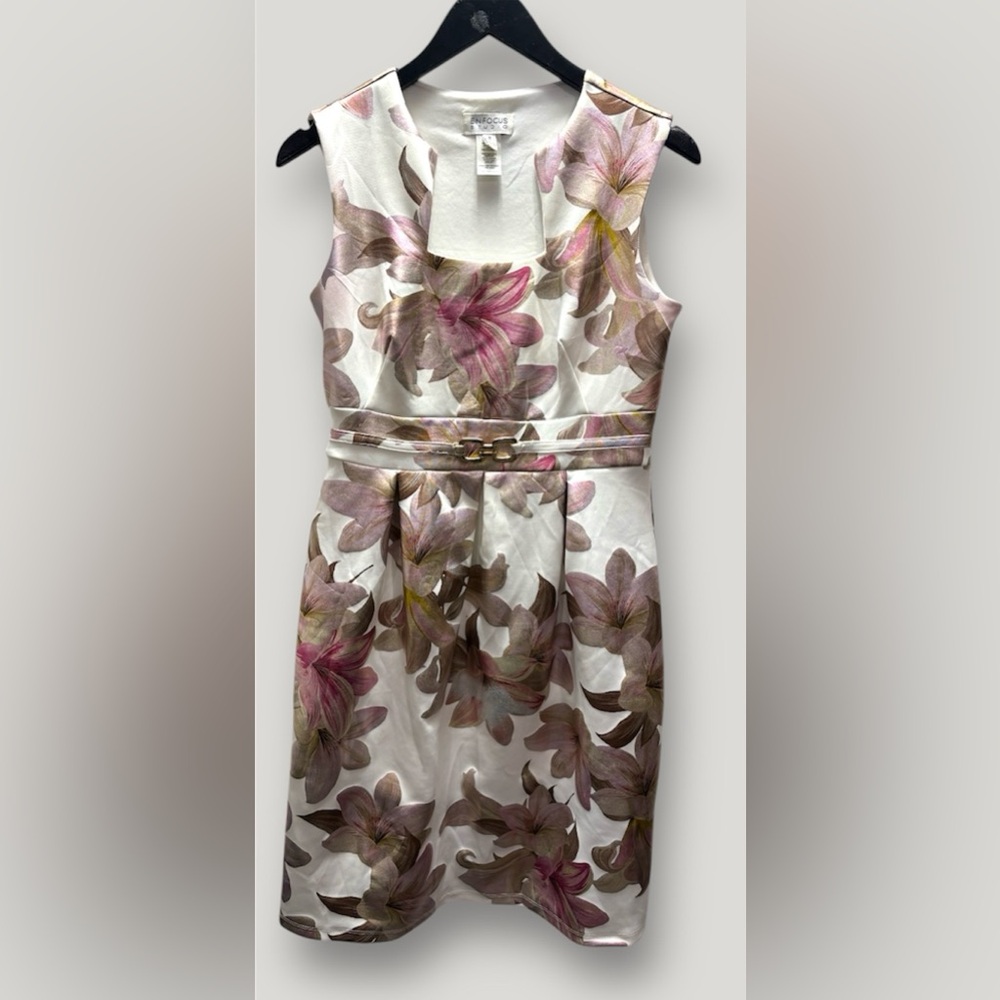 Ivory Floral Shimmer Sleeveless Dress